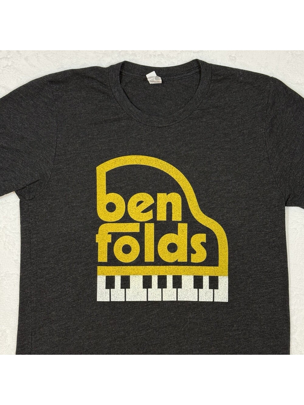 Ben Folds Band T-Shirt Piano Keys Logo Heather Gray Gold Graphic Tee Size Small